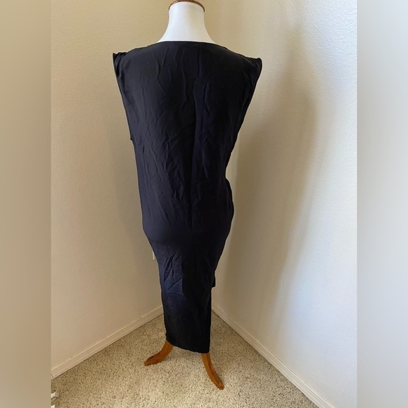 Allsaints Women’s Riviera ochre Dress Multi Colored Silk Side Ruched MIDI Dress - Picture 3 of 9